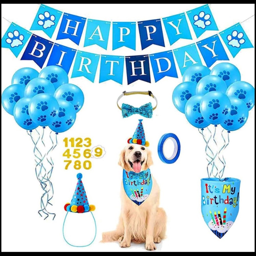Dog/Cat Birthday Party Supply Decor in Blue